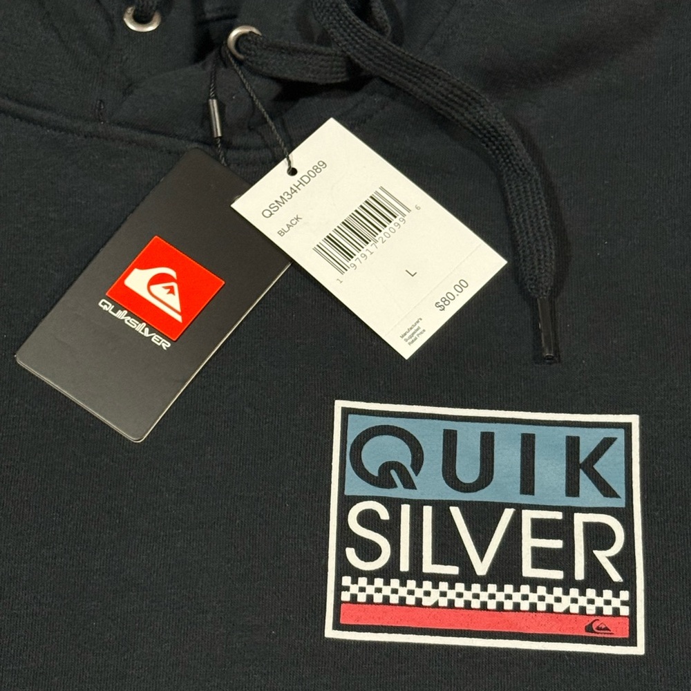 Quiksilver Men's Dark Hoodie with Logo *New* - Picture 5 of 6